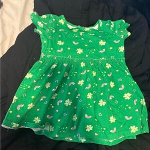George Green Dress with Rainbow and Clover Patterns